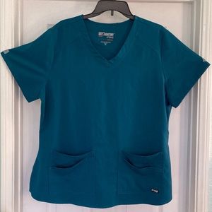 XL Grey’s Anatomy Scrub Top, V-neck, Bahama Blue